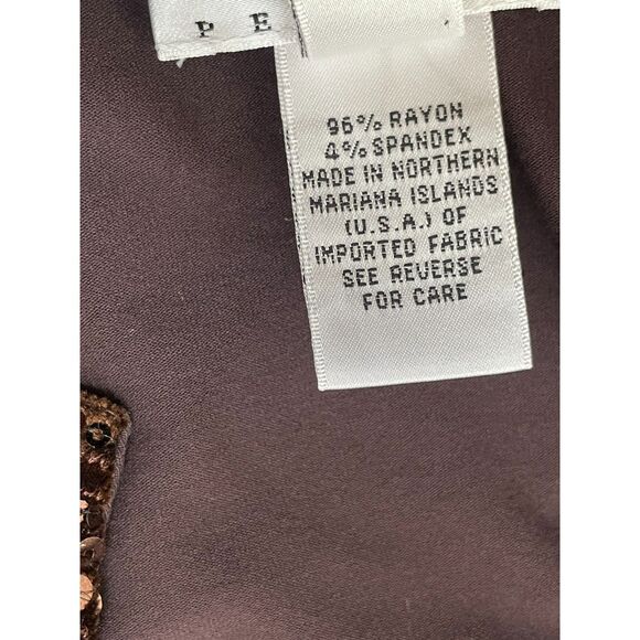 Talbots Petites Women's Top Blouse L Brown Tunic Stretch Sequin Whimsigoth Y2k - Picture 5 of 8
